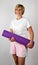 Women With Yoga Polaties Mat