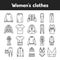 Womens clothes color line icons set. Pictograms for web page, mobile app, promo