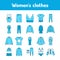 Womens clothes color line icons set. Pictograms for web page, mobile app, promo.