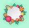 Womens day greeting card. Paper flowers origami bouquet composition with empty round space for texting. 8th march vector