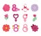 womens day international movement eight march flowers icons set vector