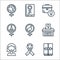 Womens day line icons. linear set. quality vector line set such as present, ribbon, woman, vote, woman, peace, briefcase, book