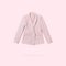Womens fashionable flying pink blazer isolated on light pink background. Female fashion, stylish fabric jacket. Creative