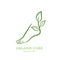 Womens foot with green plant and leaves. Vector logo, label, emblem design elements.