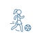 Womens football line icon concept. Womens football flat  vector symbol, sign, outline illustration.