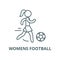 Womens football vector line icon, linear concept, outline sign, symbol