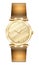 Womens gold wristwatch white background Clock gold bracelet