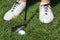 Womens golf shoes and golfball