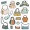 Womens handbags. Hand drawn Vector Set