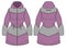 Womens Quilted Puffer Hoodie jacket dress design flat sketch Illustration, puffa Padded Hooded jacket with front and back view,