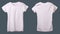 Womens white t-shirt template, isolated on gray background, front and back design