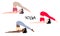 Womens Yoga set. Three girls, European, African and Asian show halaasana. Yoga training. Vector illustration.