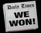 We Won Big Winner Game Victory Champion Newspaper Headline 3d Il