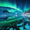 Wonder Aurora Borealis Over Arctic Rocky Seascape Art Work Spectacular Nature Dramatic Polar Lights Above Northern