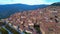 Wonderful aerial view flight drone. Mountain city Cortona Tuscany Arezzo Italy