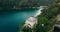 Wonderful aerial view of Portofino city coast Italy at sunset in summer.