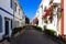 Wonderful alley with colorful flowers in Puerto De Mogan