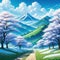 a wonderful anime manga inspired landscape illustration with a technology