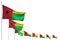 Wonderful anthem day flag 3d illustration - many Guinea-Bissau flags placed diagonal isolated on white with place for content