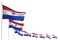Wonderful any celebration flag 3d illustration - many Paraguay flags placed diagonal isolated on white with place for text