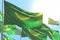 Wonderful any feast flag 3d illustration - many Mauritania flags are wave against blue sky photo with soft focus