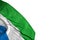 Wonderful any feast flag 3d illustration - Sierra Leone flag with large folds lie in bottom left corner isolated on white