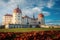 Wonderful Autumn Landscape. Famouse Moritzburg Castle near Dresden under sunlit. with perfect sky. Awesome artistic image. Amazing