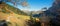 Wonderful autumnal landscape karwendel mountains with hiking trail