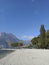 A wonderful beach, mountains and lake Garda at Riva del Garda in Trentino Alto Adige