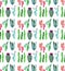 Wonderful beautiful bright mexican tropical hawaii floral herbal summer green pattern colorful cactus with flowers vertical patter
