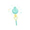 Wonderful blue stick with magical power. Fairytale magic wand. Concept of witchcraft and miracle. Colorful simple icon