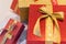 Wonderful boxed Christmas presents with a ribbon