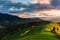 Wonderful countryside in mountains at sunset