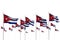 Wonderful Cuba isolated flags placed in row with bokeh and place for content - any feast flag 3d illustration
