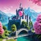 a wonderful cute princess castle in a fairytale pink image