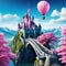 a wonderful cute princess castle in a fairytale pink image