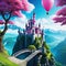 a wonderful cute princess castle in a fairytale pink image
