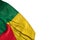 Wonderful day of flag 3d illustration - Benin flag with big folds lying flat in bottom left corner isolated on white