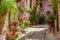 Wonderful decorated porch in small town in Italy in summer