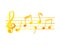 Wonderful design of golden musical notes on a white background