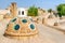 Wonderful domes with convex glasses on scenic roof, Kashan, Iran