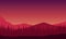 Wonderful evening views of the mountains from the edge of the city. Vector illustration