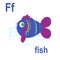 Wonderful fantastic fish, the ABC of children`s wall art. Postcards with the alphabet. Poster with children`s alphabet. The