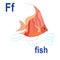 Wonderful fantastic fish, the ABC of children`s wall art. Postcards with the alphabet. Poster with children`s alphabet. The