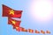 Wonderful feast flag 3d illustration - many Vietnam flags placed diagonal on blue sky with space for text