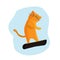 Wonderful ginger cat likes to snowboard, the cat, the athlete snowboarder winter poster. Vector illustration