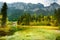 Wonderful green waters of Hintersee lake. Amazing autumn landscape of Bavarian Alps on the Austrian border, Germany.