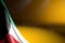 Wonderful holiday flag 3d illustration - photo of Kuwait flag hanging diagonal on yellow with bokeh and empty space for content