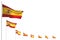 Wonderful labor day flag 3d illustration - many Spain flags placed diagonal isolated on white with space for content