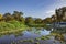 Wonderful landscape of coastline of lake Nicaragua with moored pleasure boats.